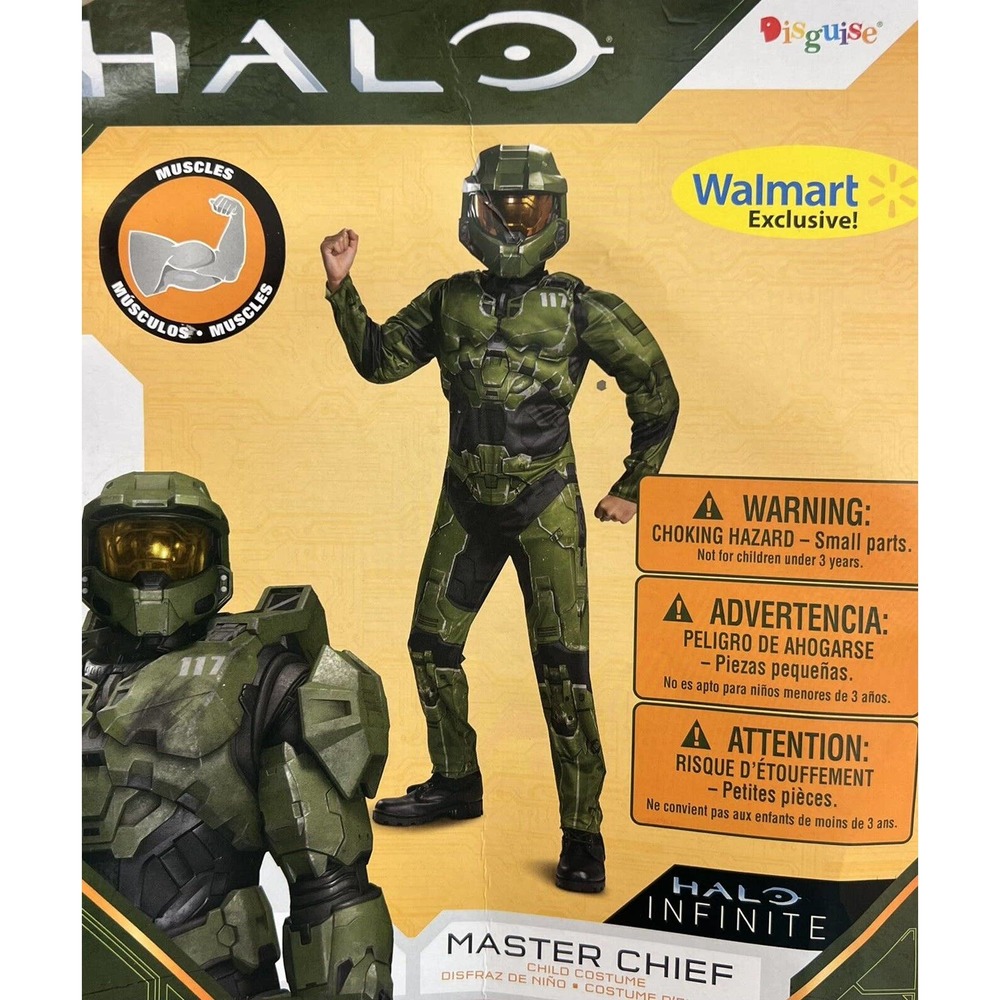 Halo Infinite Master Chief Halloween Costume Size 4 - 6 Green Suit & Mask NEW